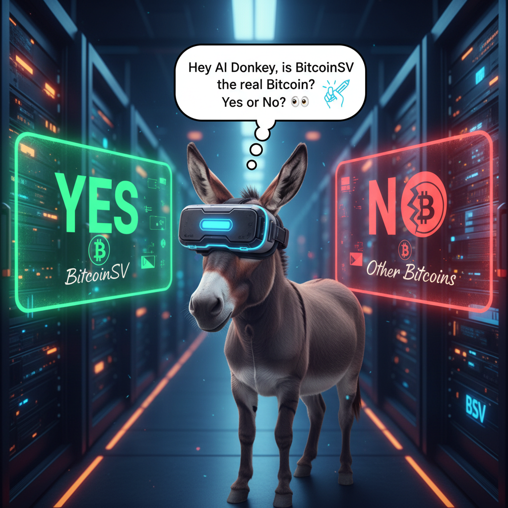 !nb Hey AI donkey, is BitcoinSV the real Bitcoin? Yes or No? ✍️👀