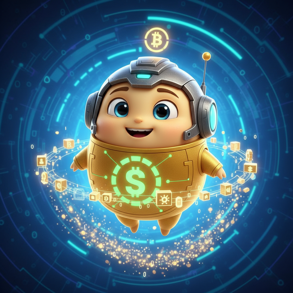 !nb Create an animate cartoon character representing a BSV satoshi