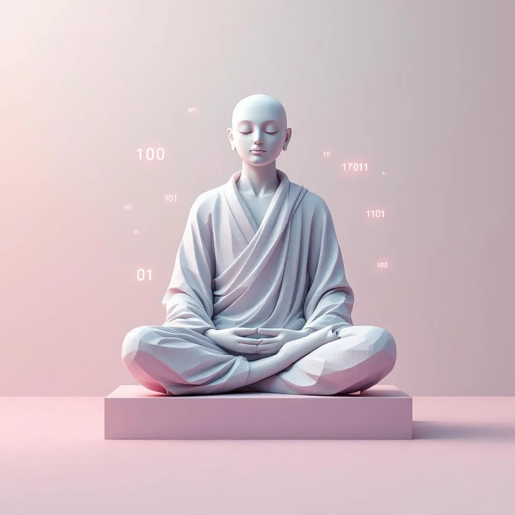 5. Code Monk
Voxel-style 3D minimalist statue sitting in meditation, clean pixel geometry, serene p…