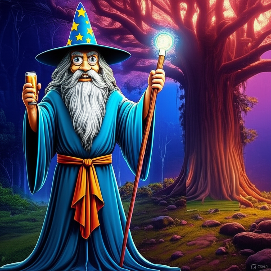 !edit replace the person by an enchanted wizzard