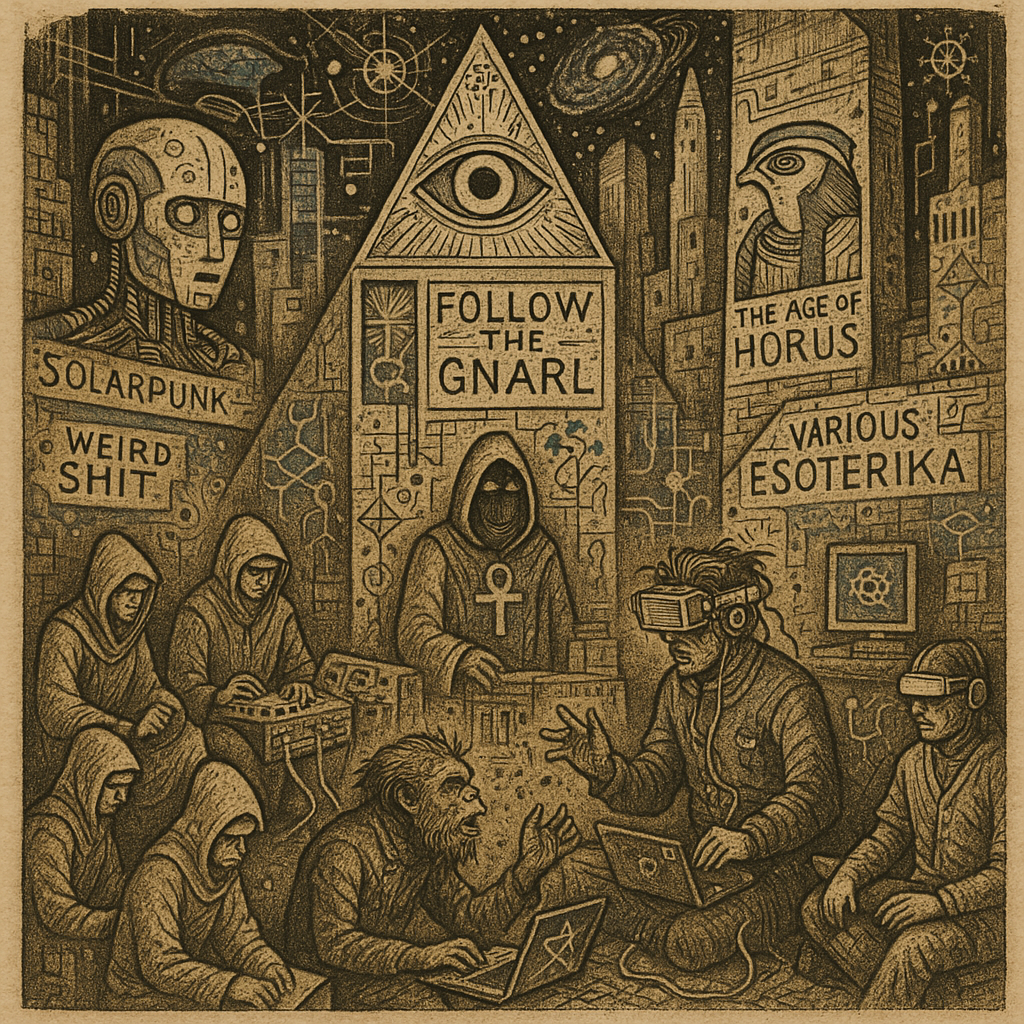 !gpt4o Drone hacking / noise music / DIY transhumanism / graffiti divination / gonzo futurism / rit…