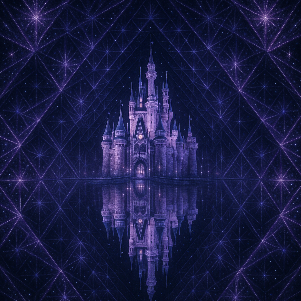 !gpt4o A magical castle reflected within a Fractal Infinity Mirror, creating endlessly repeating pa…