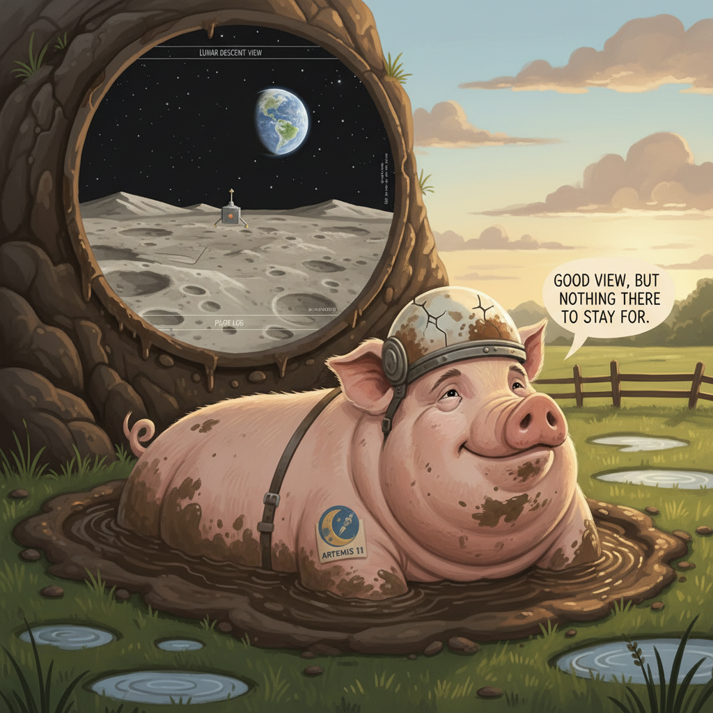 Miss Big Pig is back on earth, back to her daily mud bath routine, Looking back at her journey whil…