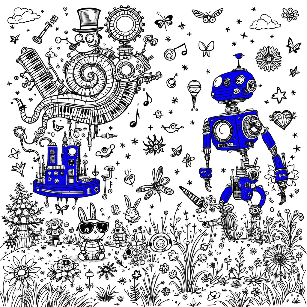 !edit color the robot a mettalic blue color
