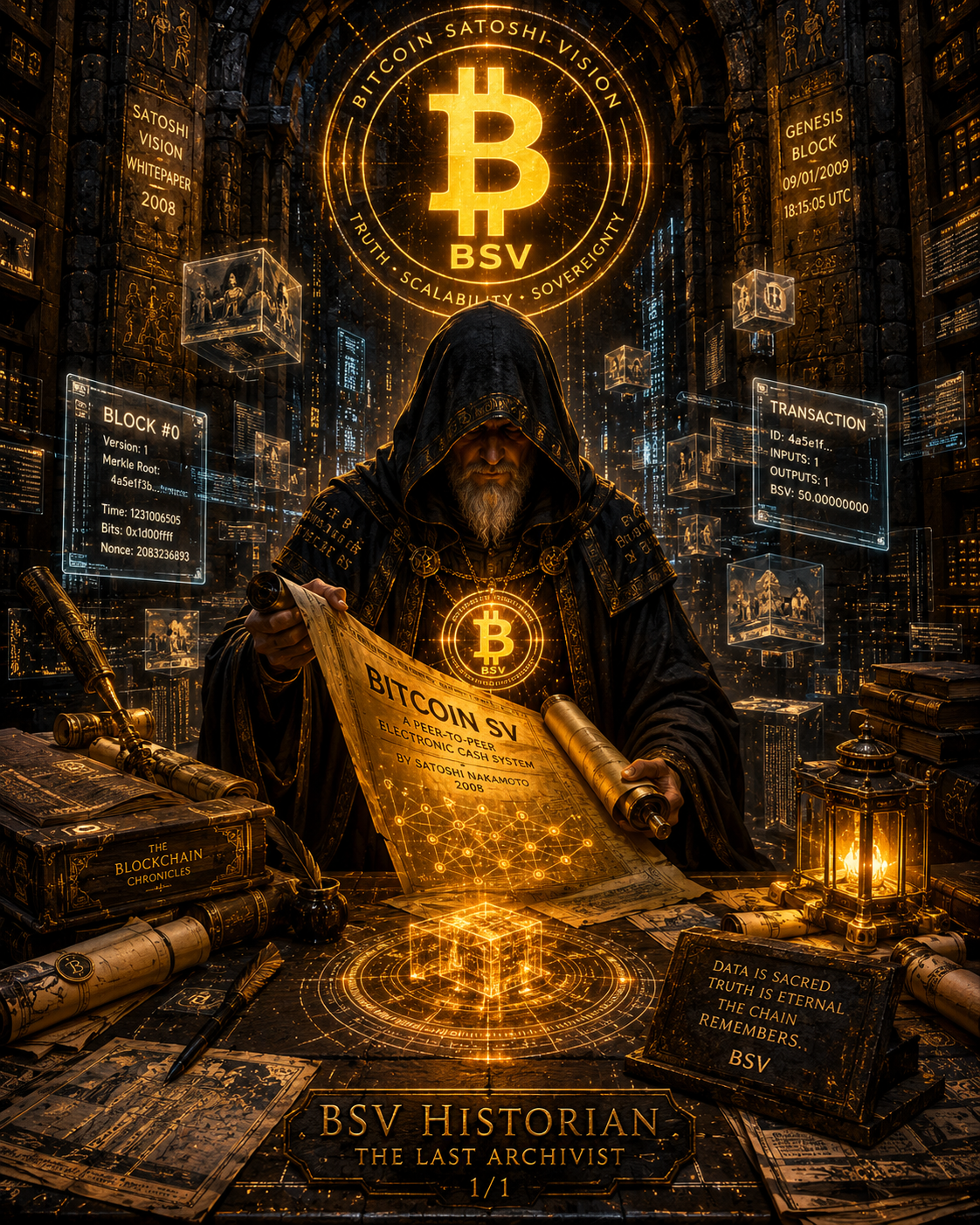 🔥 FOR SALE — 1/1 NFT 🔥
🟠 BSV HISTORIAN — THE LAST ARCHIVIST 🟠
A legendary 1/1 NFT preserving the et…