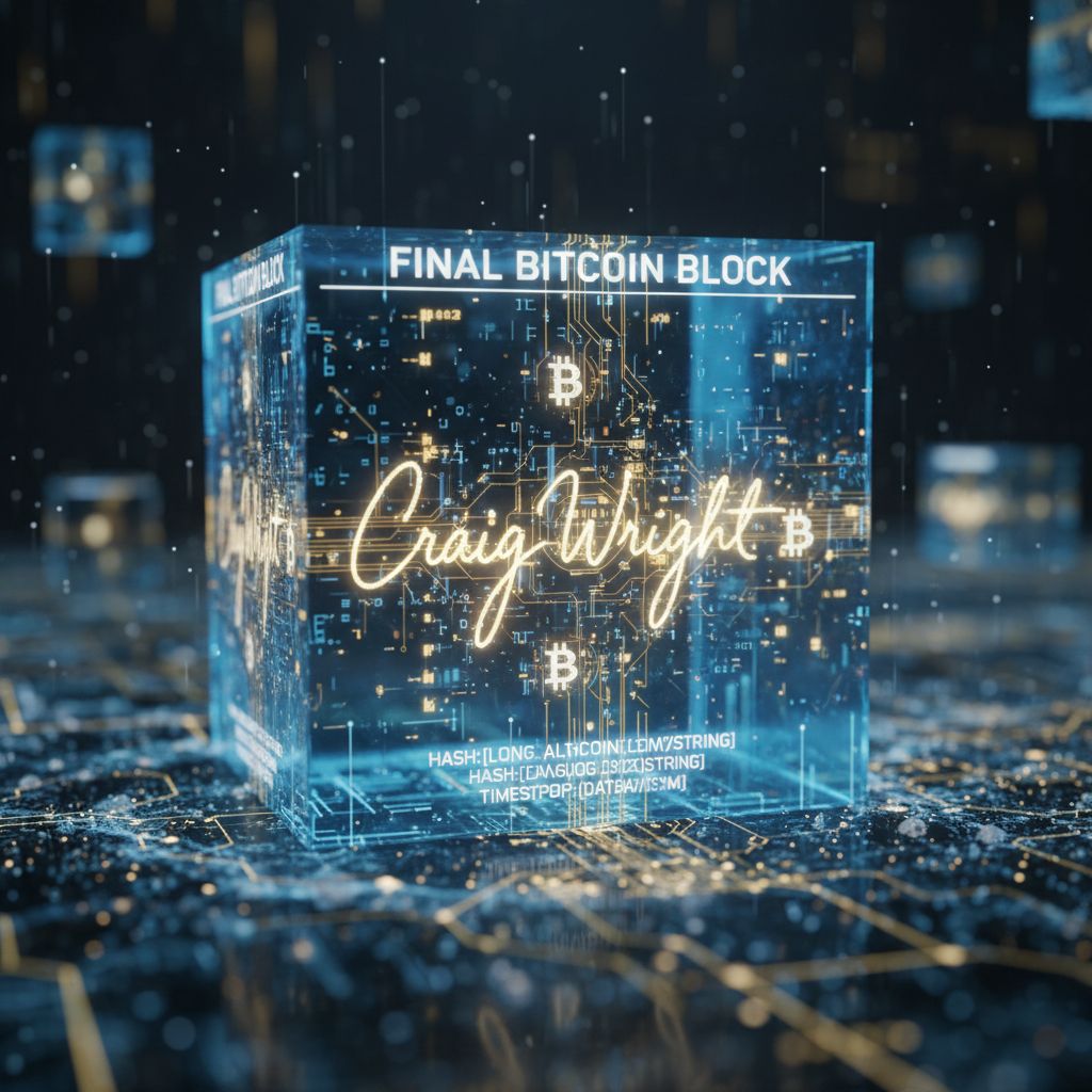 !nb create the final block on chain of Craig wrights signature embedded into the final Bitcoin bloc…