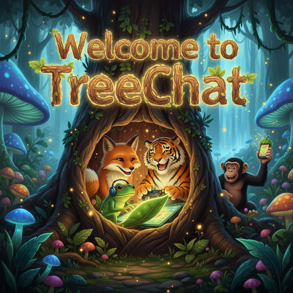 Welcome to Treechat 🌳📱🐸🦊🐯🐵!nb