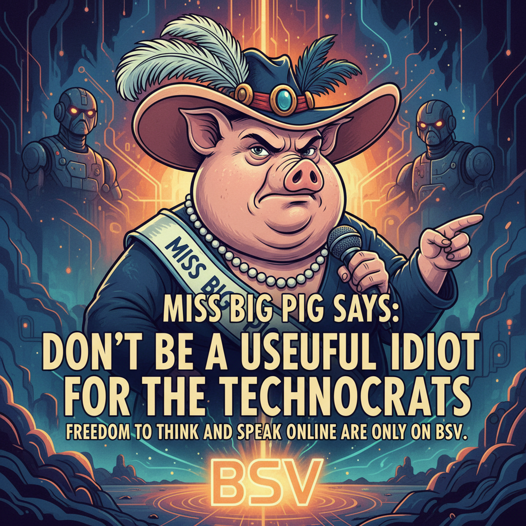 Miss Big Pig says don't be a useful idiot for the technocrats- Freedom to think and speak online ar…
