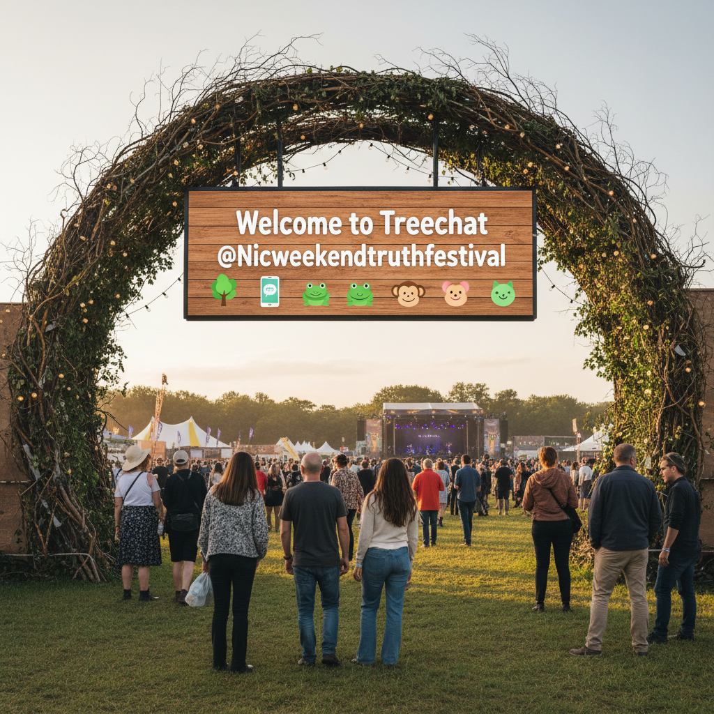 Welcome to Treechat @Nicweekendtruthfestival     🌳 📱 🐸 🐵 😸 🐸 !nb