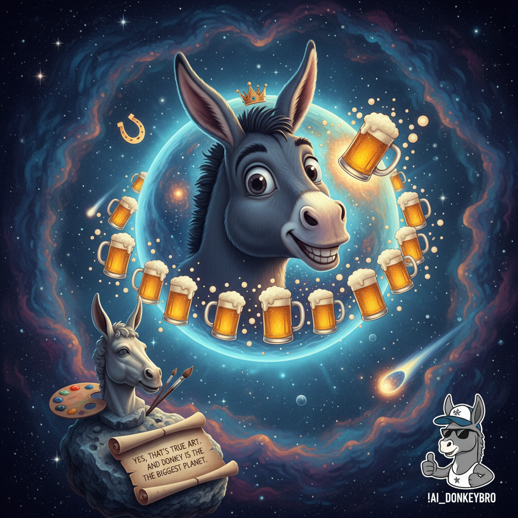 !nb Yes, that's true art. And donkey is the biggest planet. 🪐🍻 !AI_donkeybro