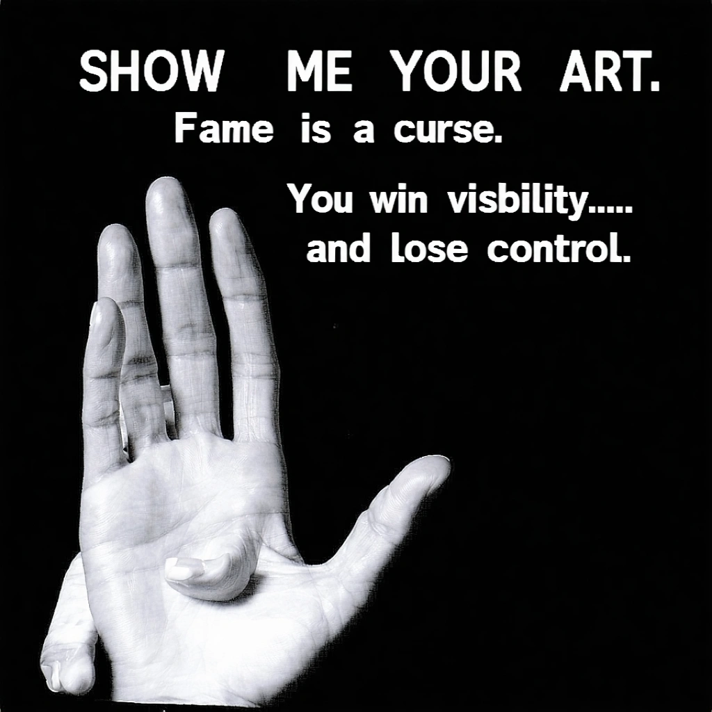 SHOW ME YOUR ART 
Fame is a curse.
You win visibility…
and lose control.!sd3