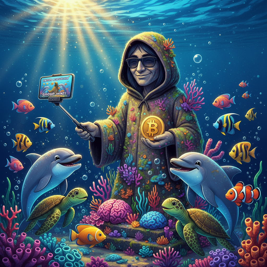 Underwater Satoshi
!nb Dolphins, sea turtles, and tropical fish taking a group selfie with an under…