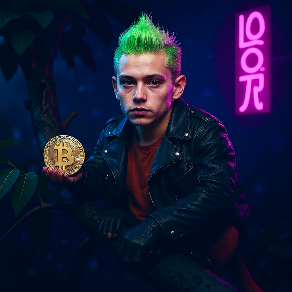 !edit_flux make the monkey younger and a neon green mohawk