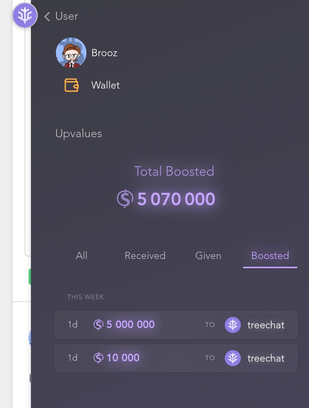 I can answer this now hahaha

if you upvote your own posts it donates sats to treechat.

I did one …