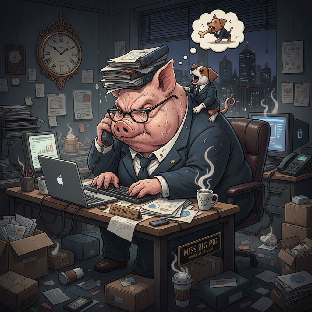Miss Big Pig is working like a dog. !nb