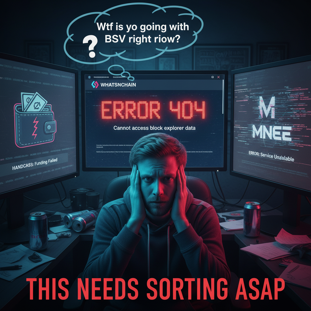 Wtf is going on with BSV right now?
Tried to mint an ordinal. Get error 404 on whatsonchain.
Try to…