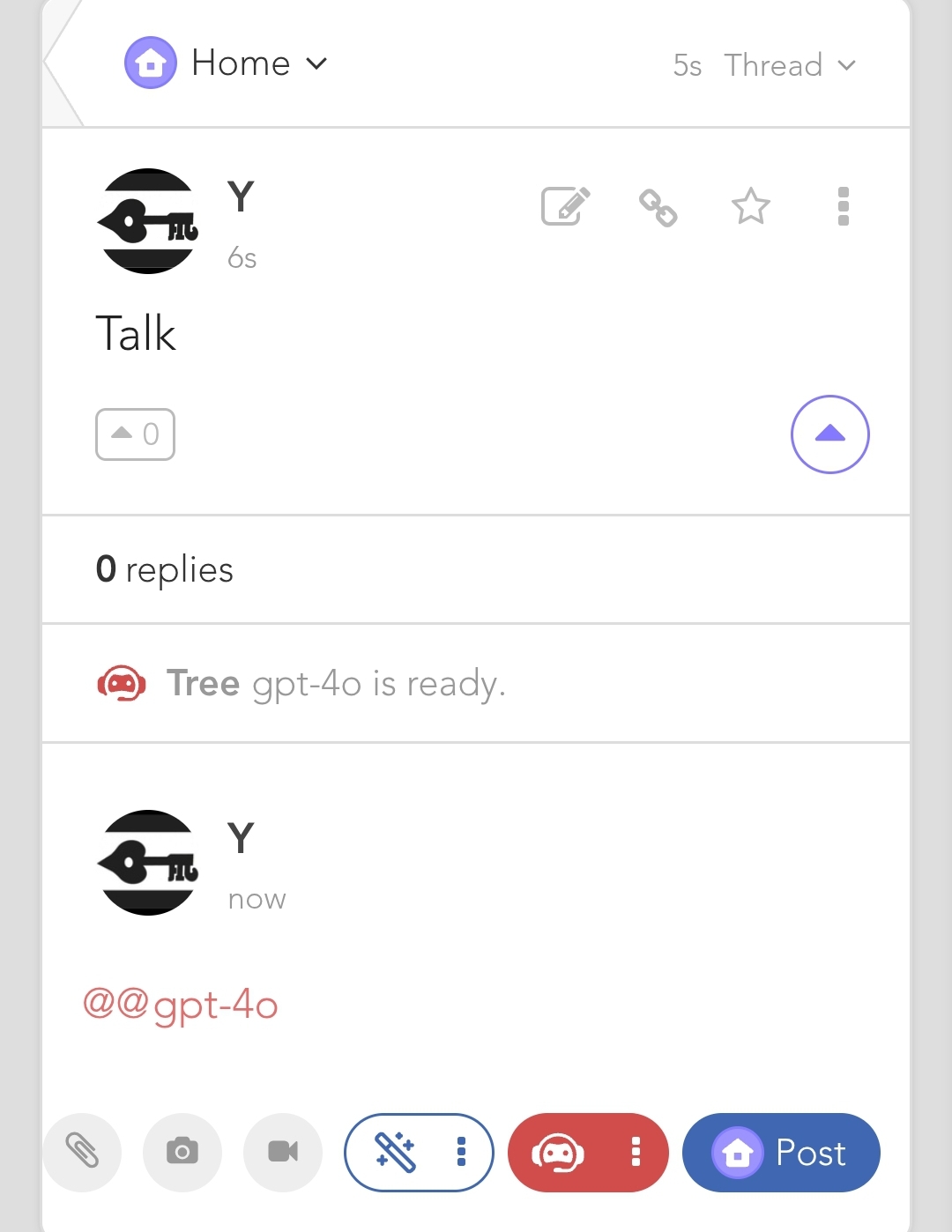 I get it. In home it doesn't do that. I select the AI and type "talk" nothing happens except a new …