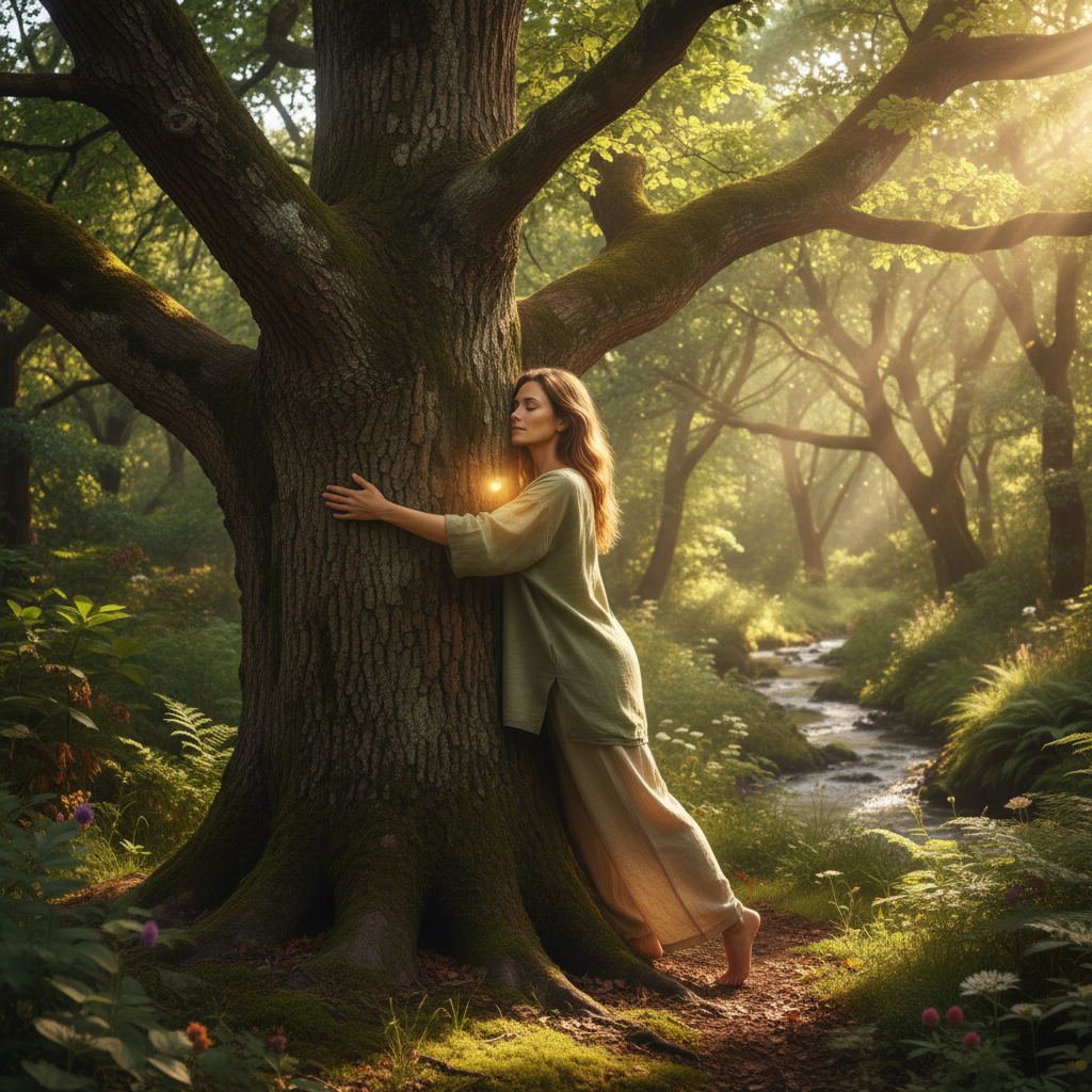 Hugging trees to find inner peace. !nb