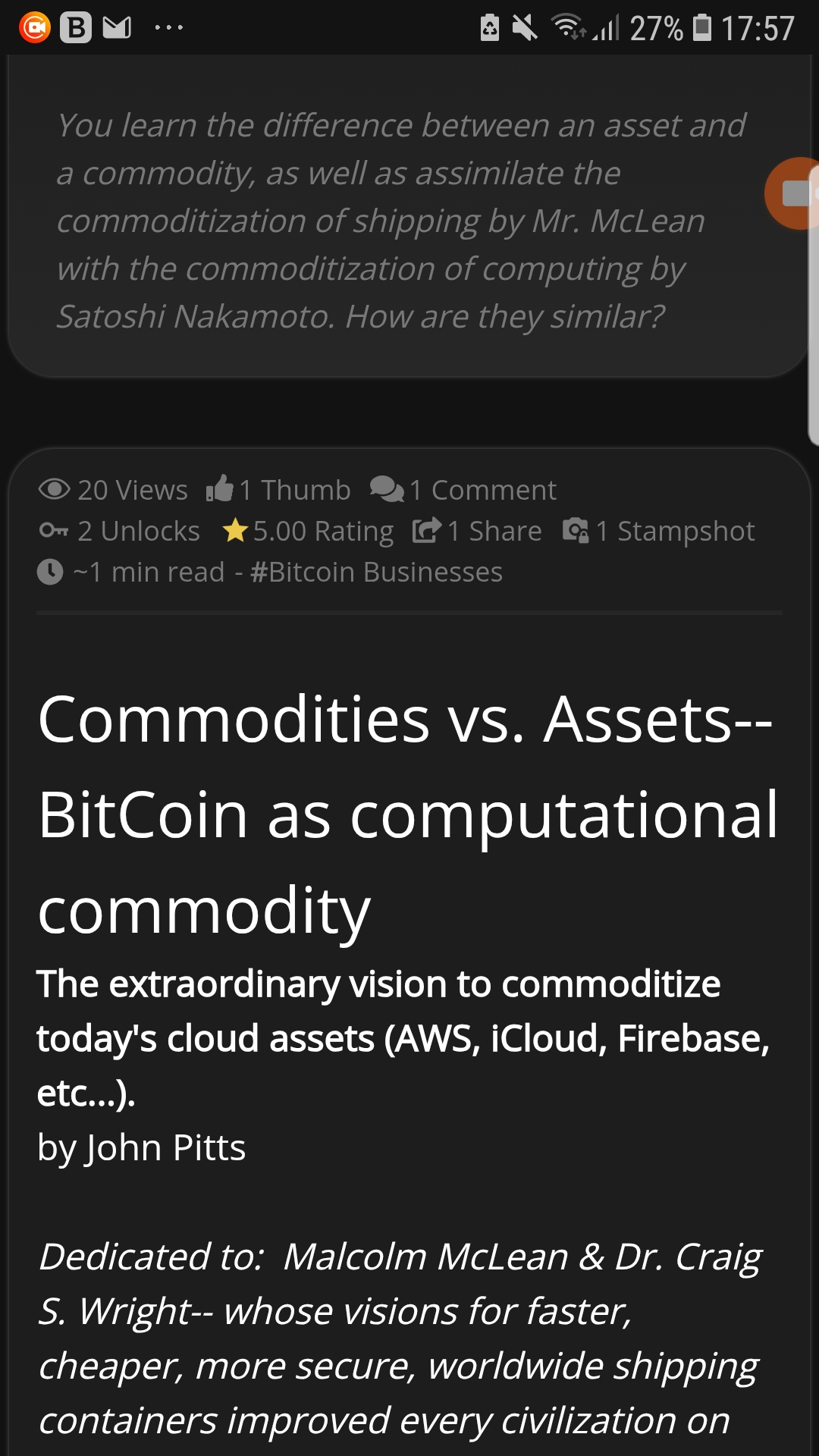 EDUCATIONAL 
Commodities vs Assets, 
Bitcoin as Commoditized Computational  Containers.
https://tip…