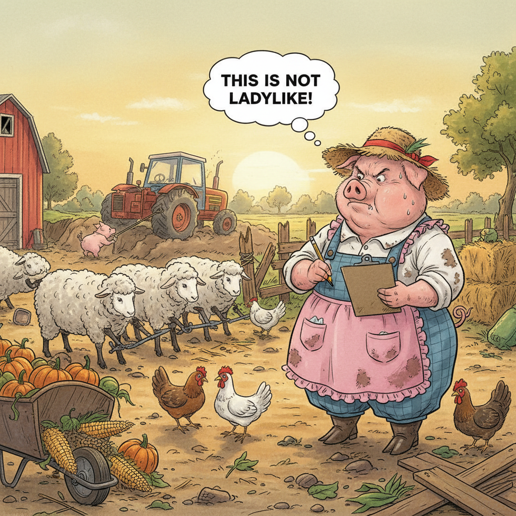 Miss Big Pig doesn't feel much like a lady when she has to make sure everything is done right on th…