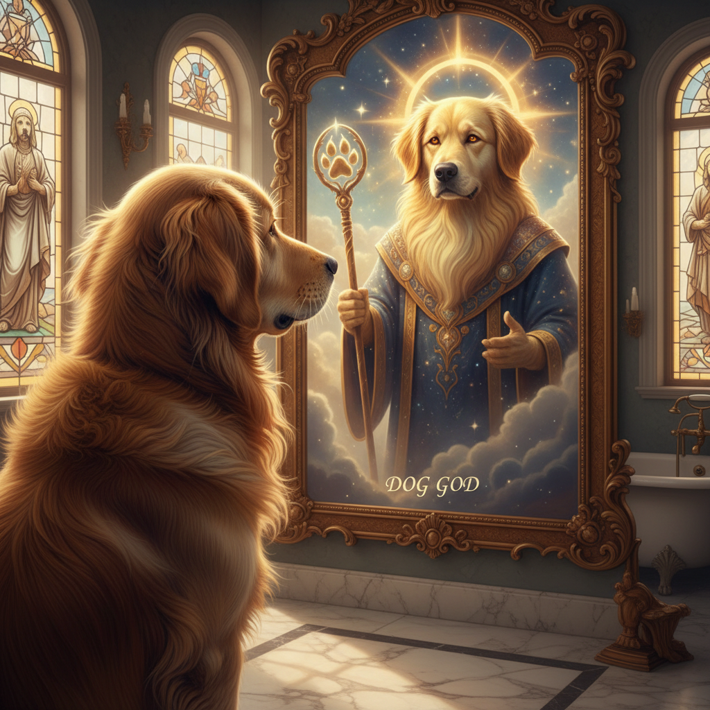 A dog see god when he looks in the mirror (dog god)!nb