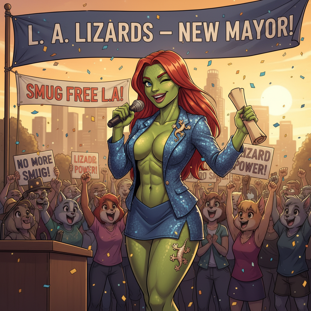 L. A. Lizards sexy almost naked new mayor promises to keep L.A. Smug Free!nb
