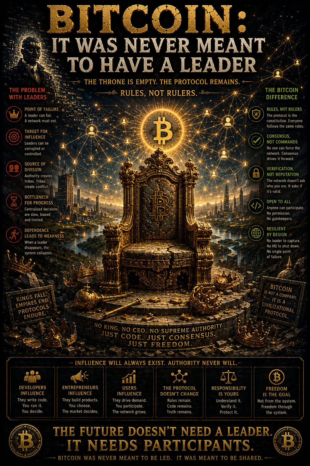 BITCOIN: IT WAS NEVER MEANT TO HAVE A LEADER
Humanity has a habit.
Whenever something becomes impor…