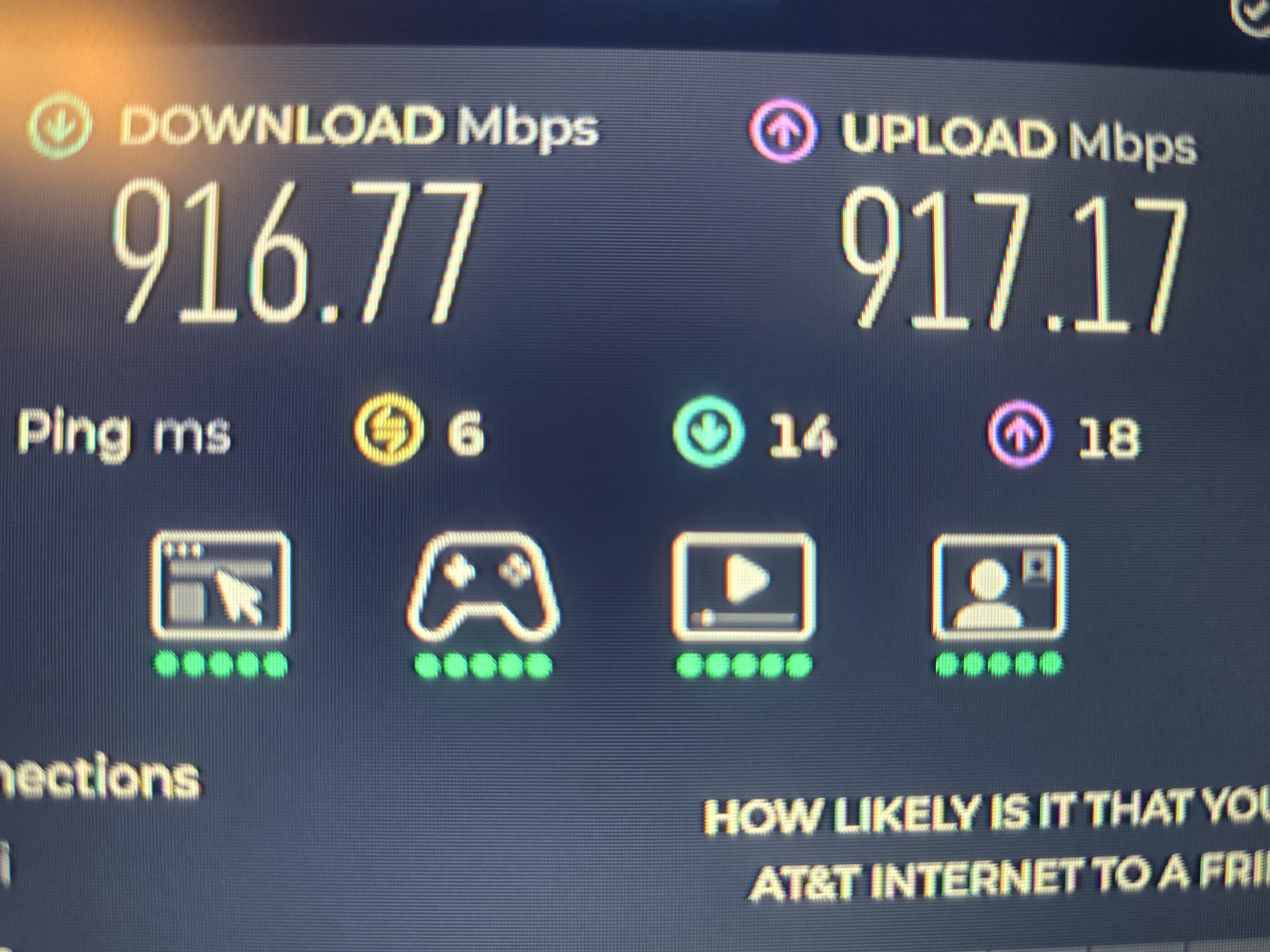 What does your connection test at speedtest.net?  I do have fiber optic.  Is that cheating?