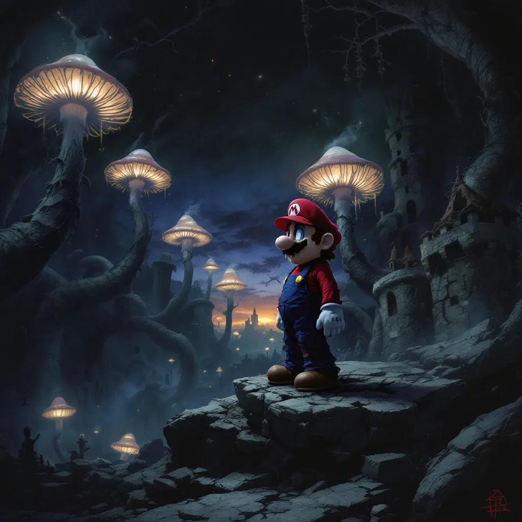 !flux11 Super Mario 64 in the style of Elden Ring