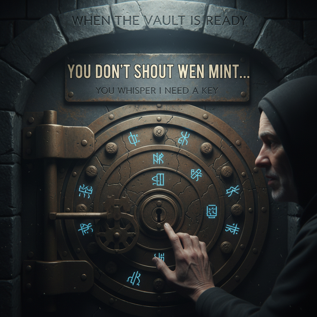 When the vault is ready.
You don’t shout wen mint…
you whisper I need a key.
!nb