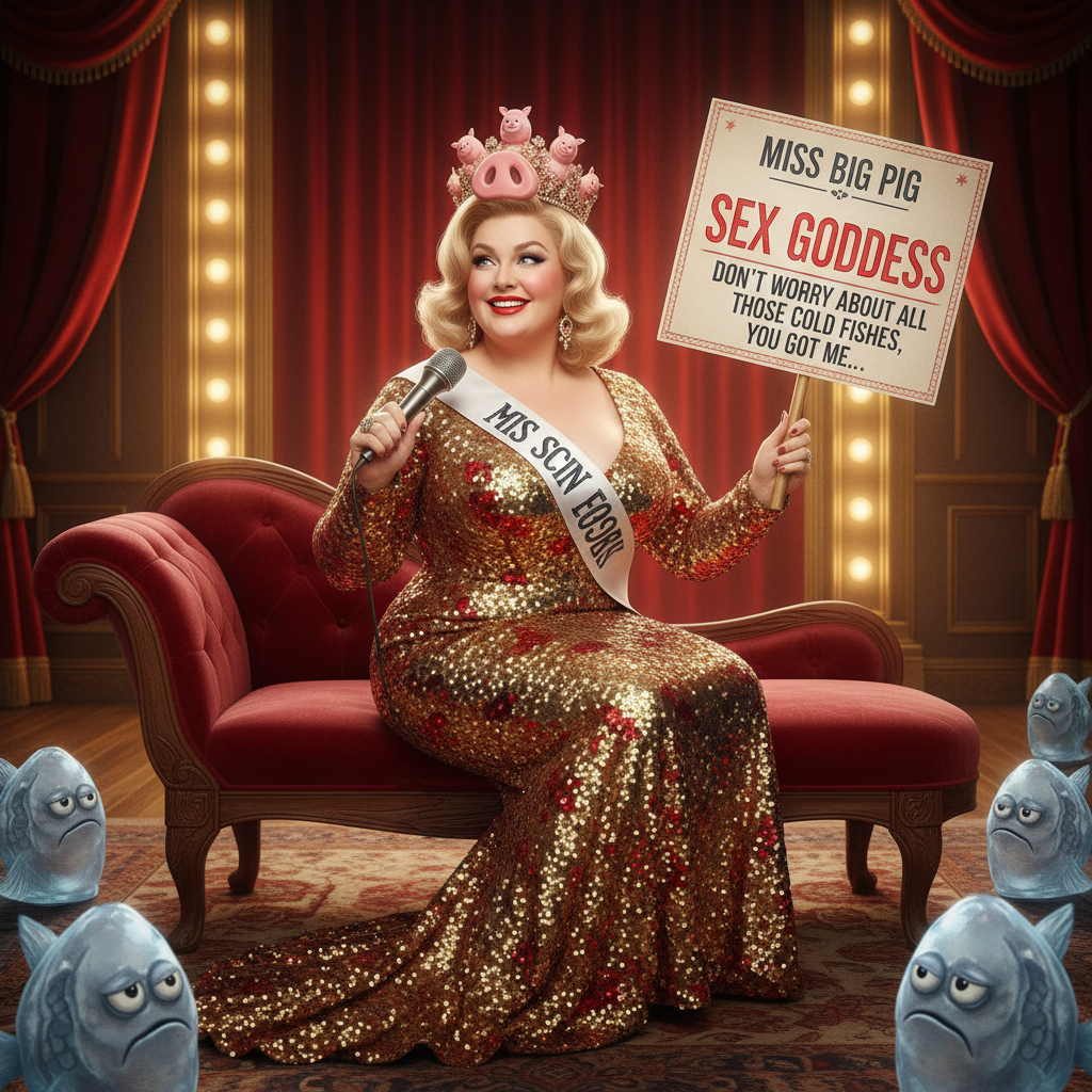 Sex goddess Miss Big Pig says don't worry about all those cold fishes, you got me.. !nb