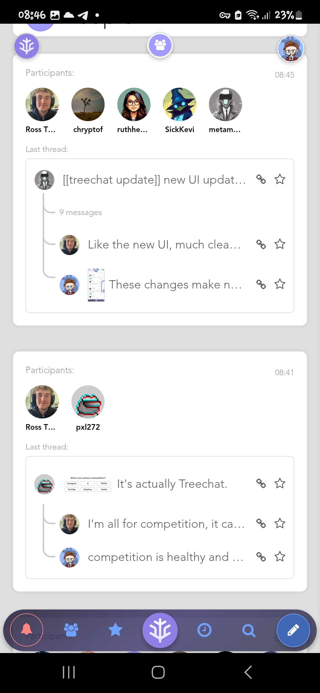 and I like the people tab where I can see a thread and whose in the thread. that's cool as fuck ☕️