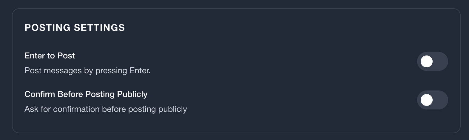 if you want to disable the posting confirmation, you can do so in the same top right avatar > Setti…