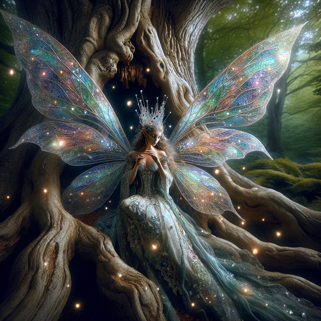 The fairy queen around the elder tree.!dalle