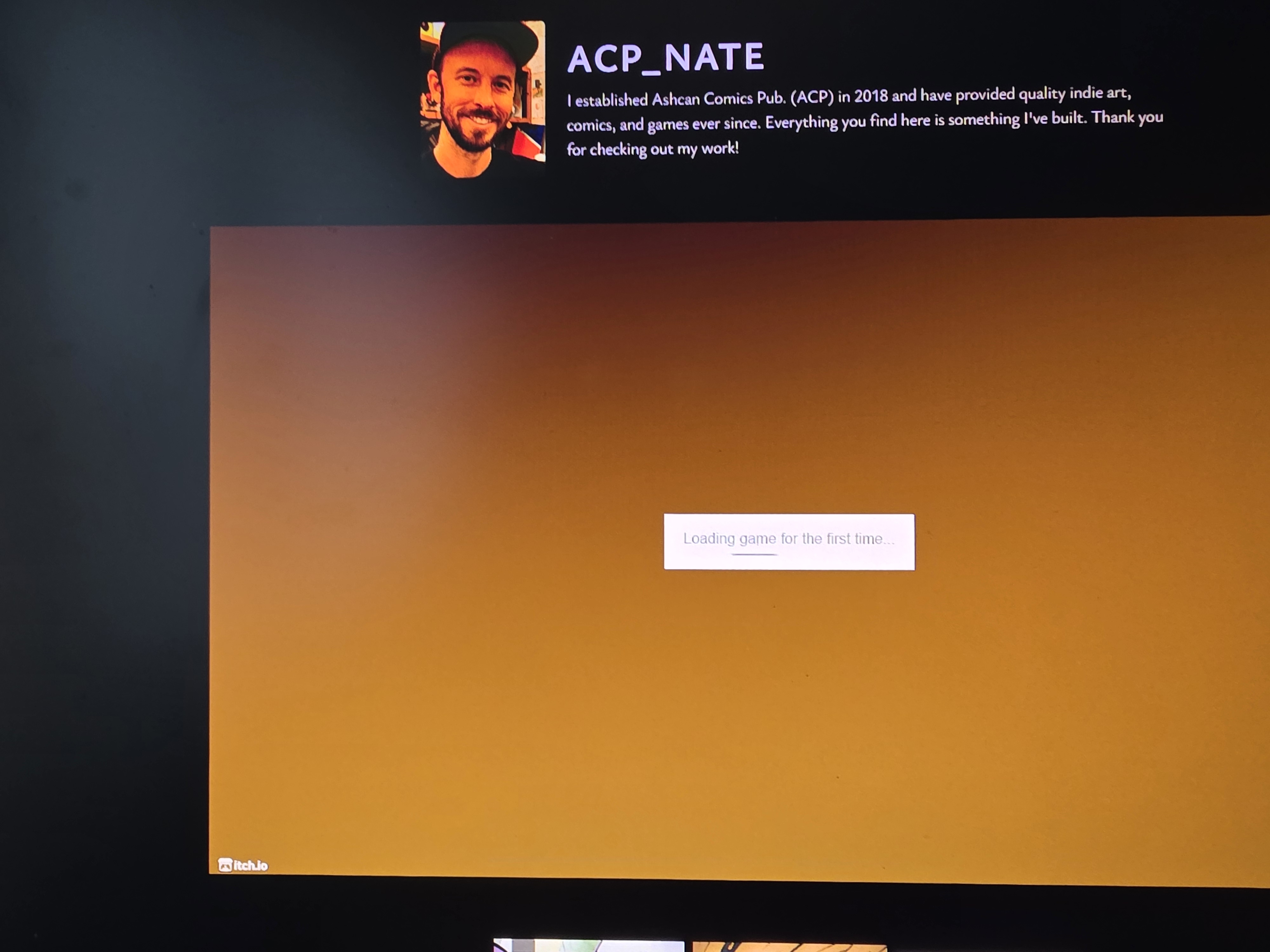 Don't know why, but in my browser (google chrome) it is stuck "loading game for the first time...".