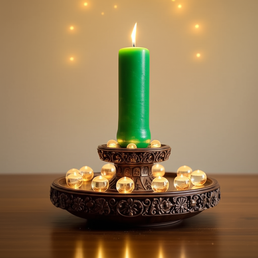 !edit zoom out, make the candle green and taller and fatter