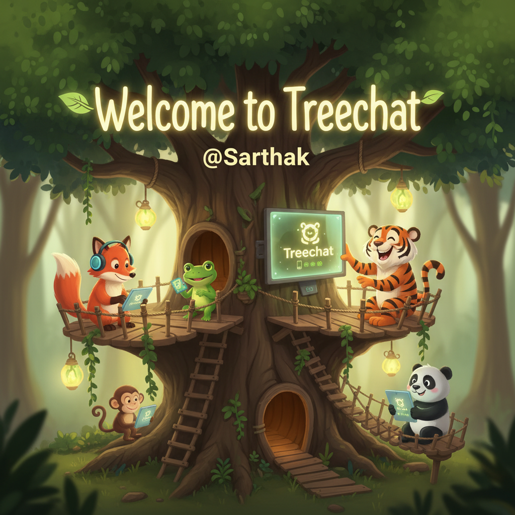 Welcome to Treechat @Sarthak 🌳📱🦊🐸🐵🐯!nb