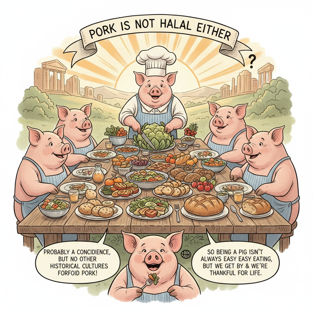 Pork is not Halal either, we are thankful for that let me tell you! Do you think it's a coincidence…