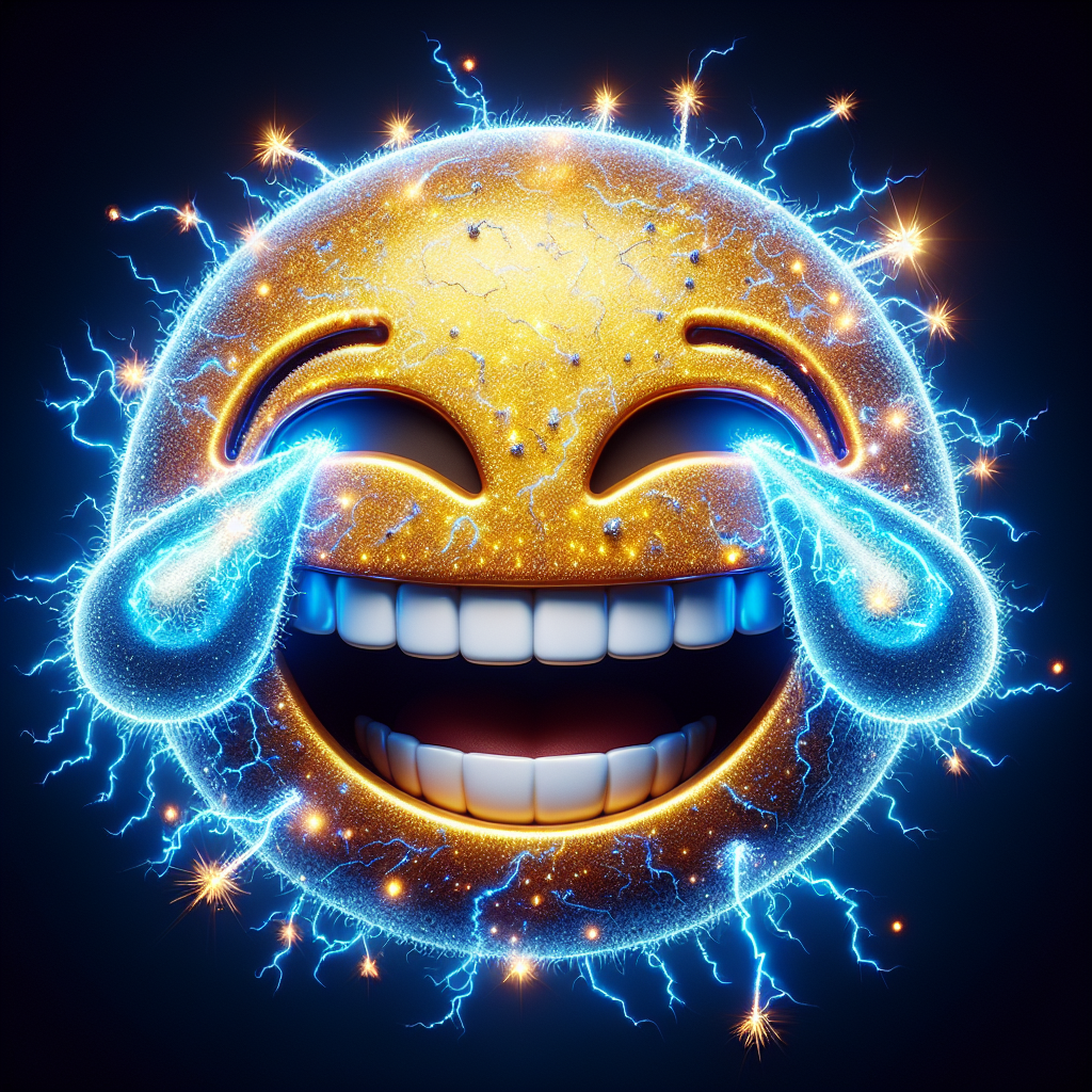 laugh face emoji made of electricity !dalle