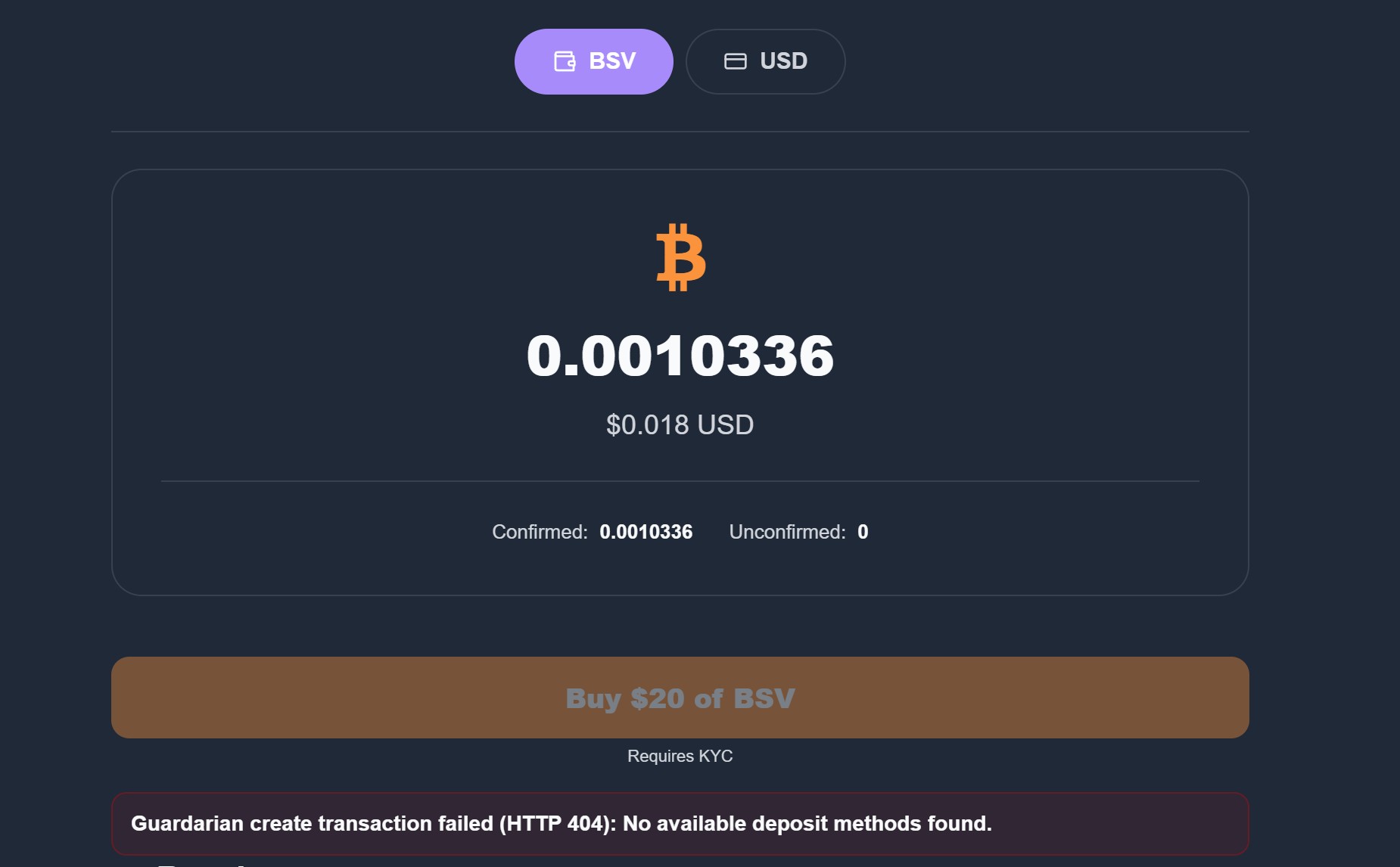 Why can i not buy BSV on here?