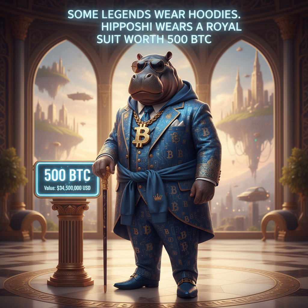 🕶️ “Some legends wear hoodies.
HIPPOSHI wears a royal suit worth 500 BTC.!nb