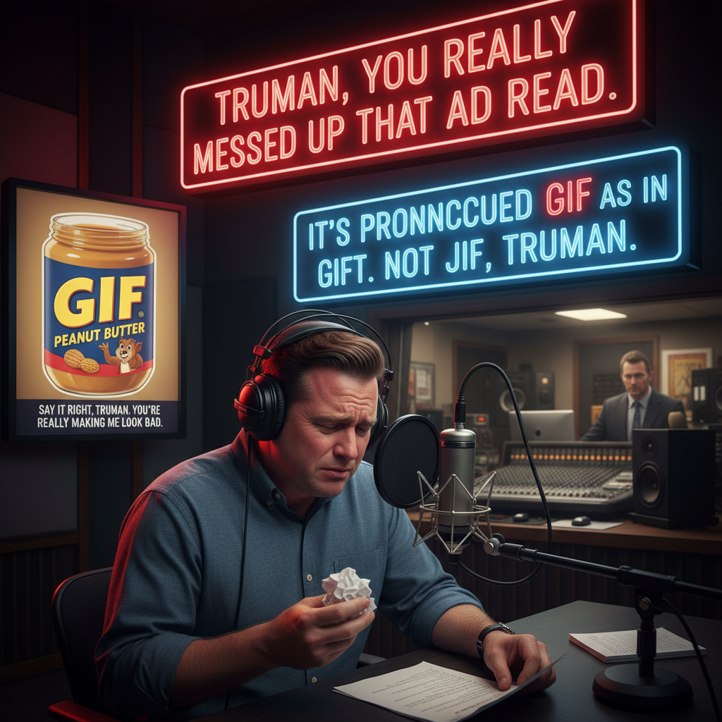 truman, you really messed up that ad read.
it's pronounced GIF as in GIFT . not JIF, truman.

it's …