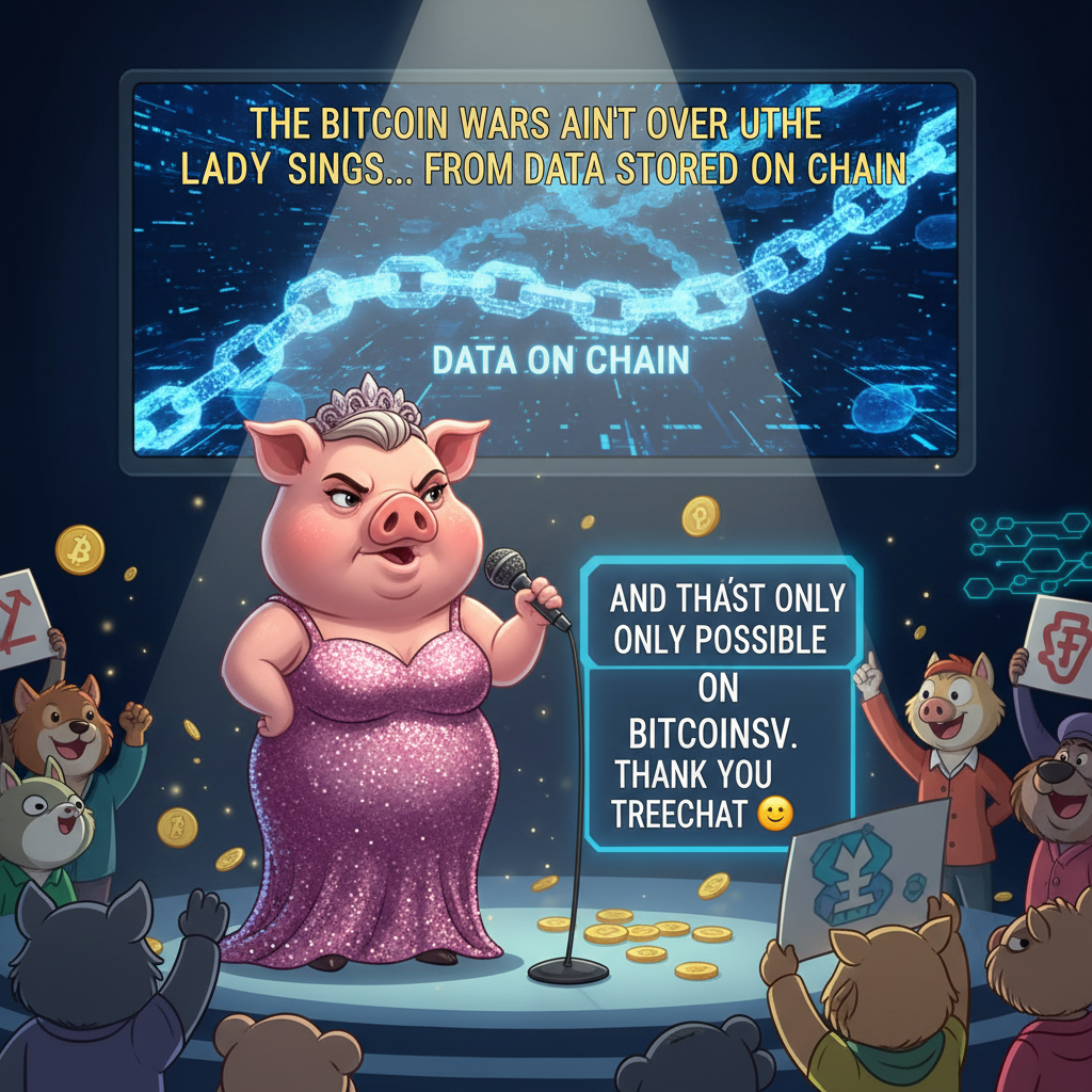Miss Big Pig says the bitcoin wars ain't over until the fat lady sings from data stored on chain. A…