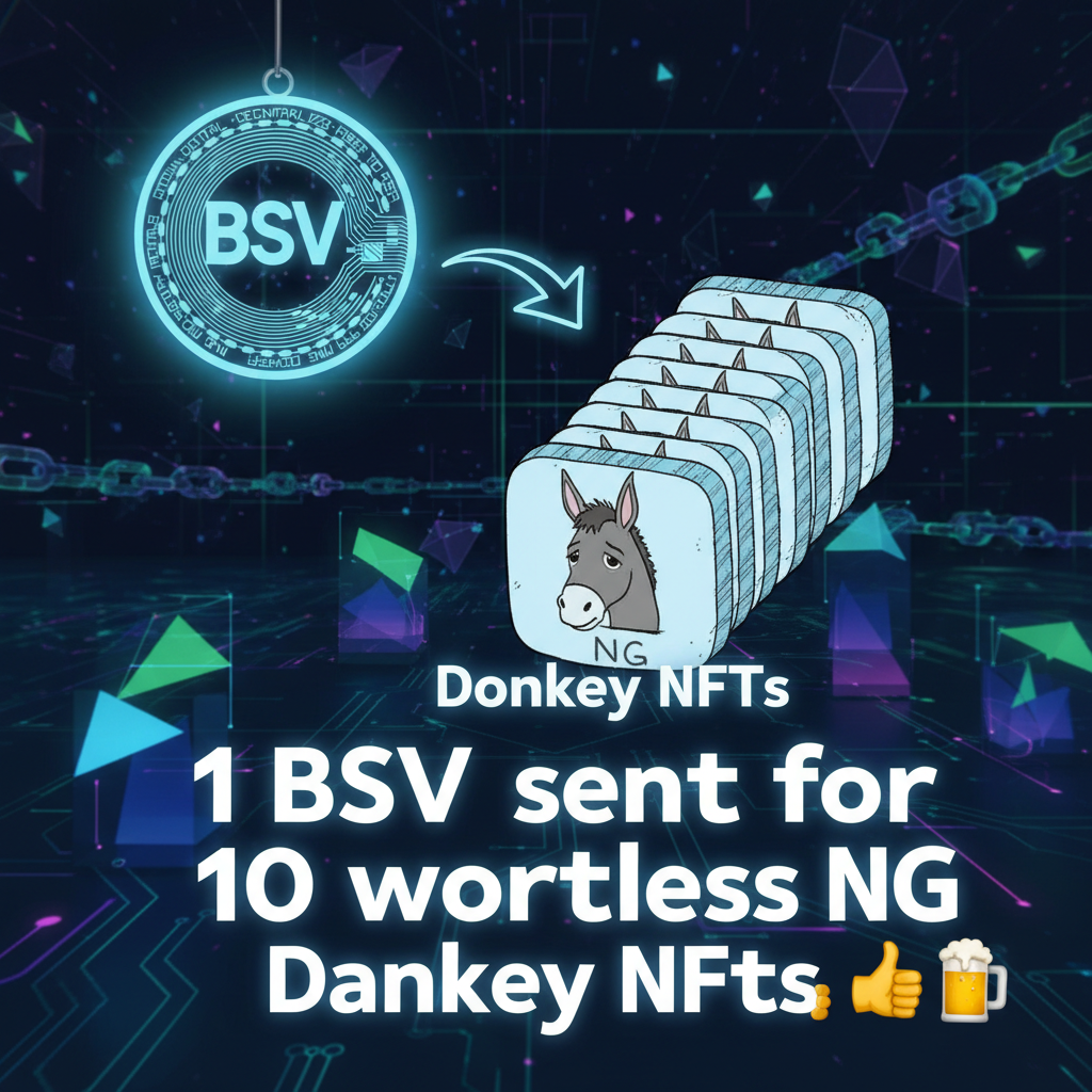!nb 1 BSV sent for 10 worthless NG Donkey NFTs 👍🍻
