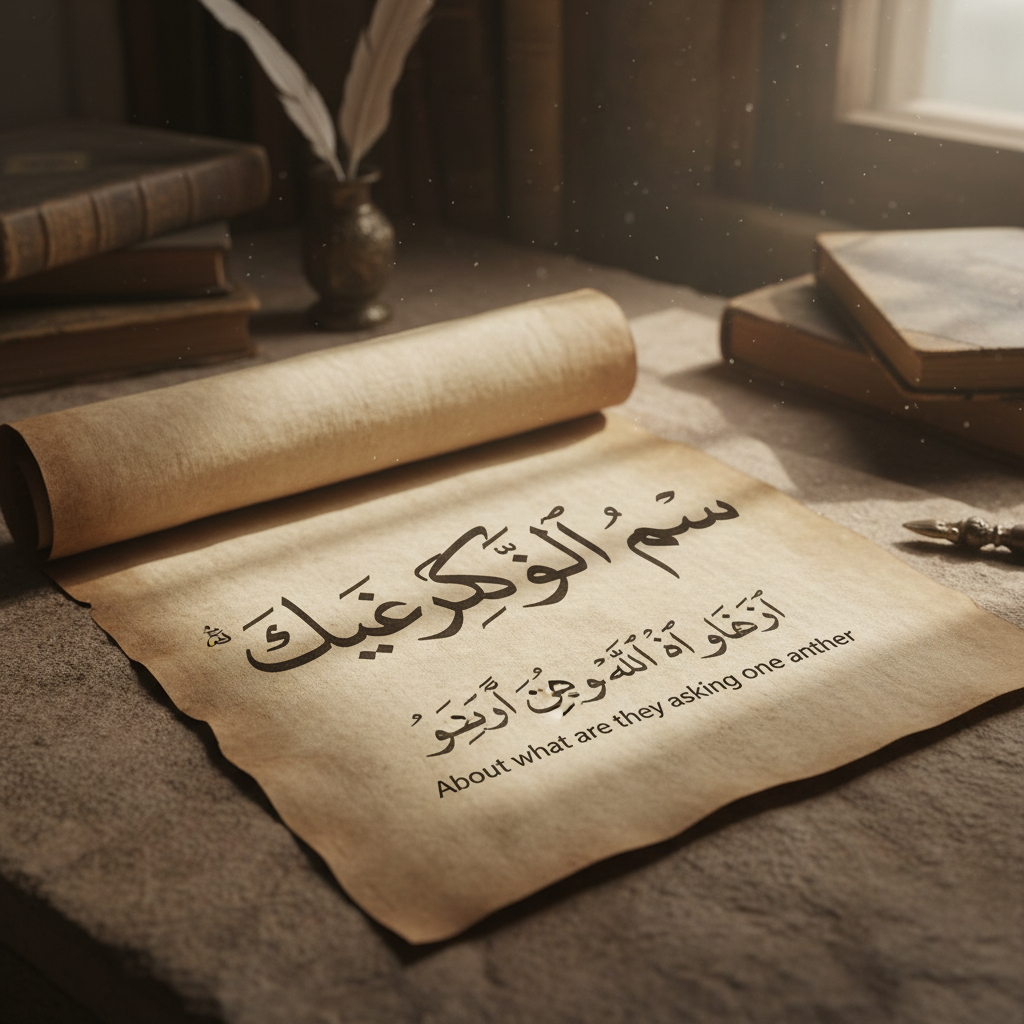 عَمَّ يَتَسَآءَلُونَ
About what are they asking one another
!nb