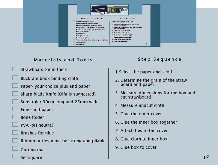 Each week I'll be posting the next page on How to create a Solander Box. Here are the list of tools…