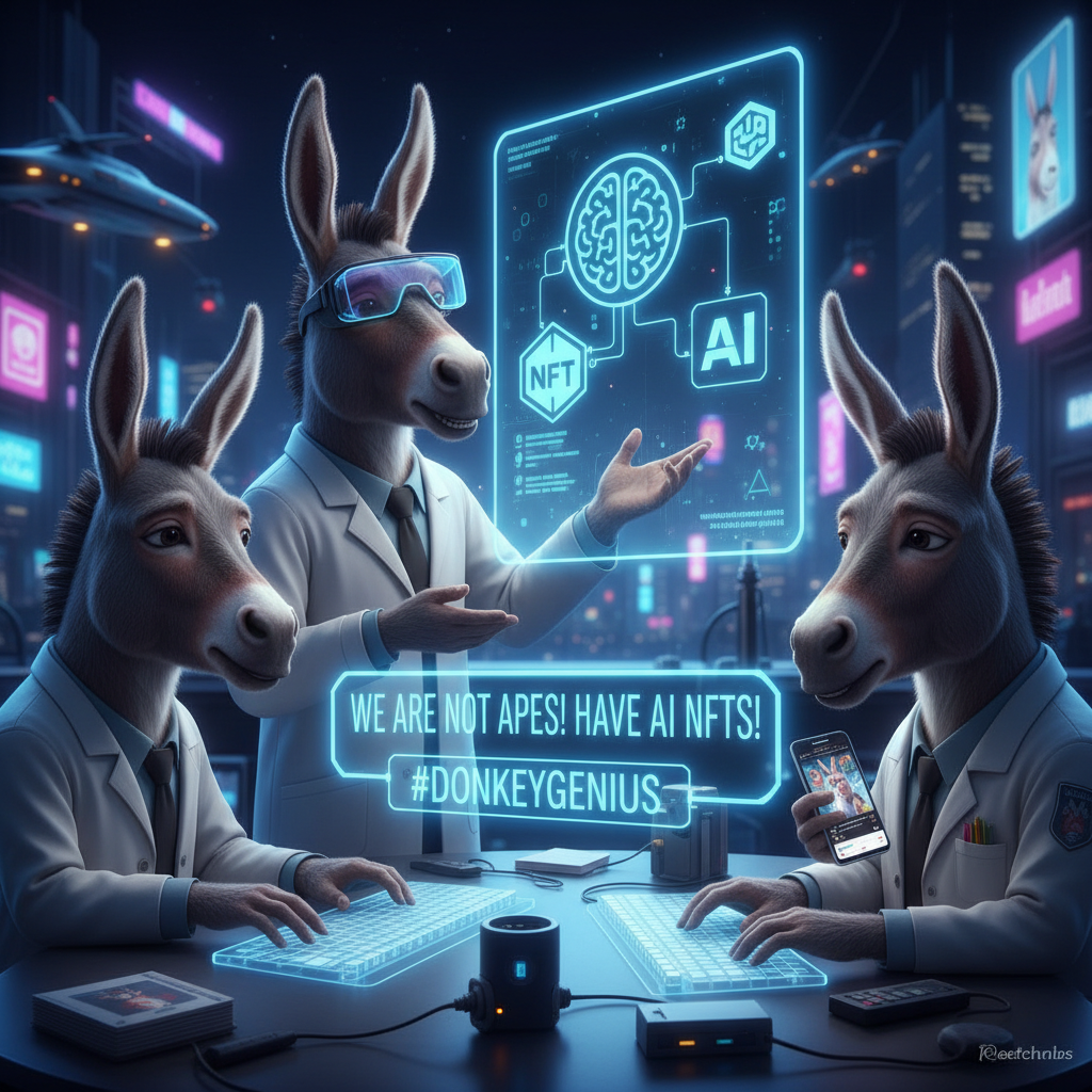 !nb Humans did not descend from apes. Otherwise, we wouldn't be able to develop AI NFTs !AI_donkeyp…