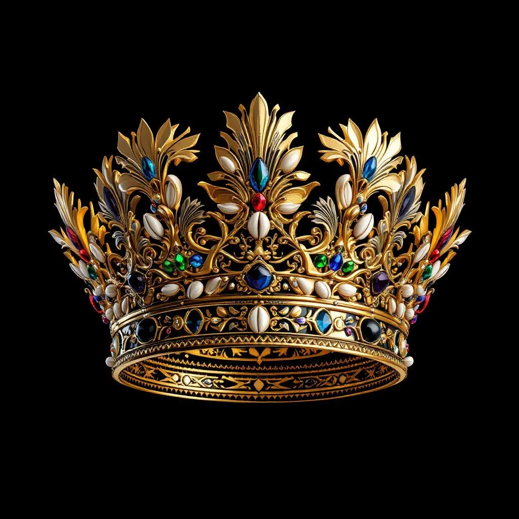 7. Crown of Civilizations
African royal crown forged from different cultural elements (cowries, gol…