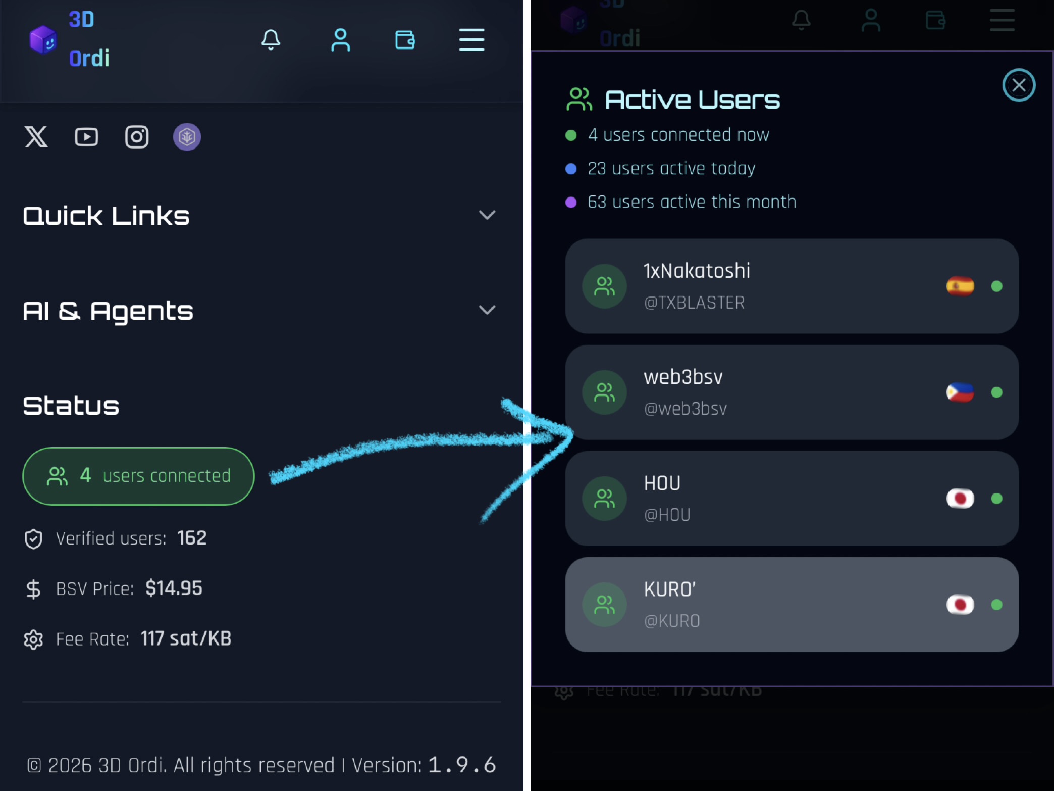 3D Ordi @3dordi has a feature that lets you see which users are online. I personally like it becaus…