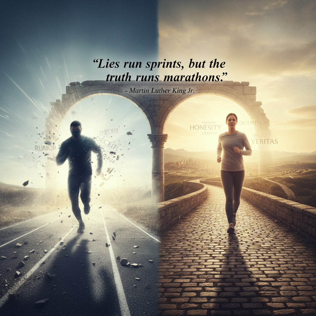 !nb "Lies run sprints, but the truth runs marathons". - Michael Jackson
